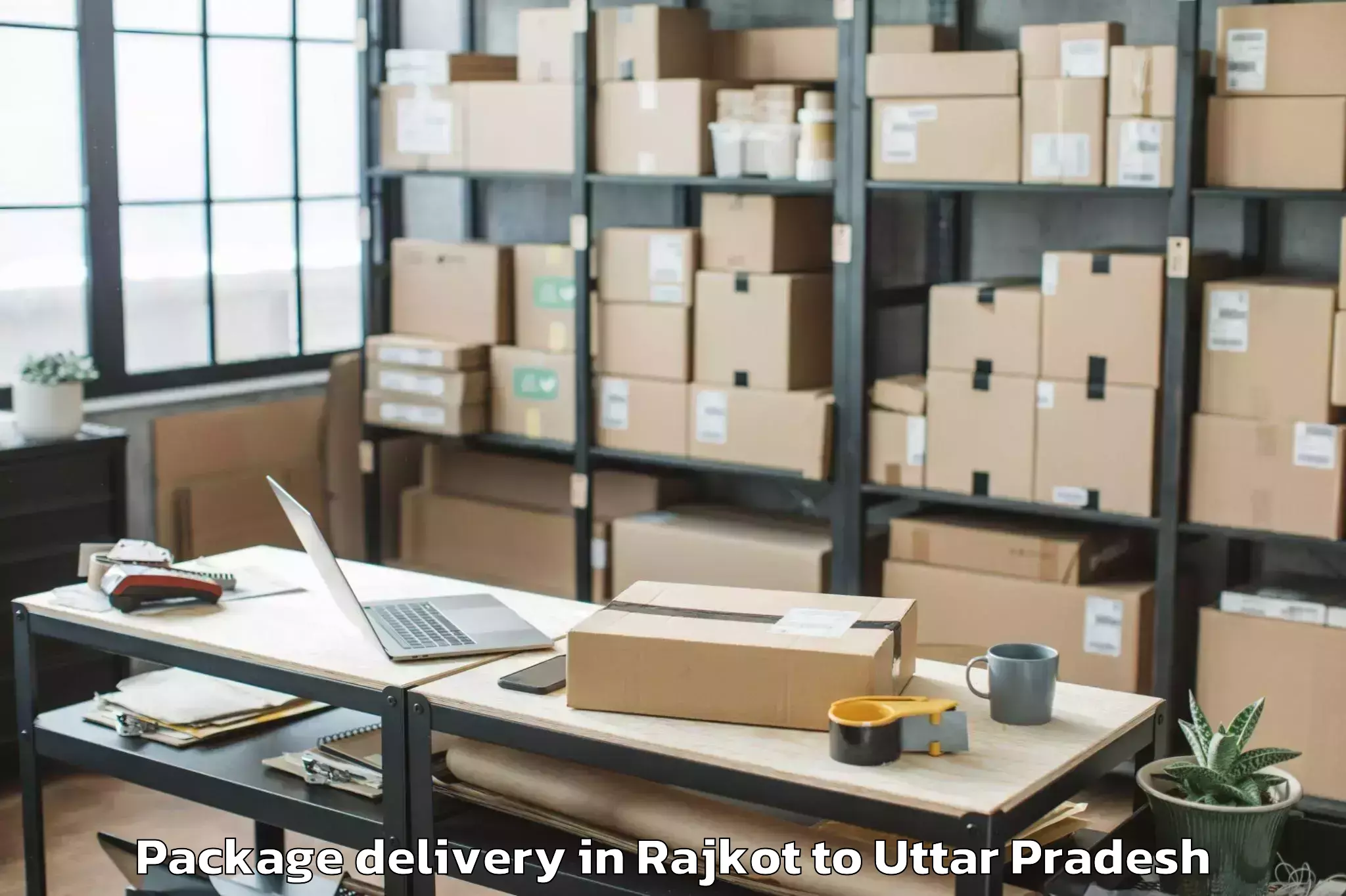 Affordable Rajkot to Mangalayatan University Aligar Package Delivery